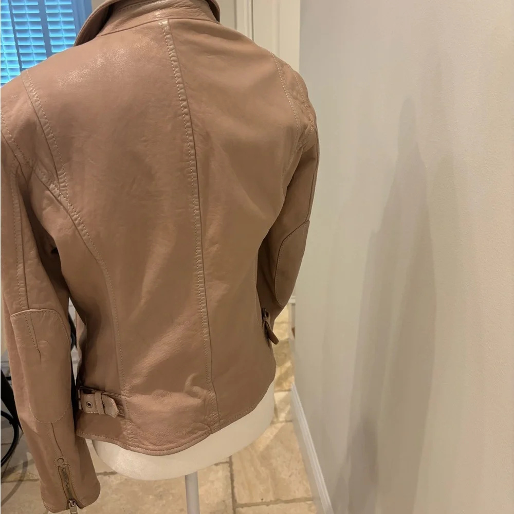 Women's Taupe/Blush Leather Jacket - Picture 5 of 6